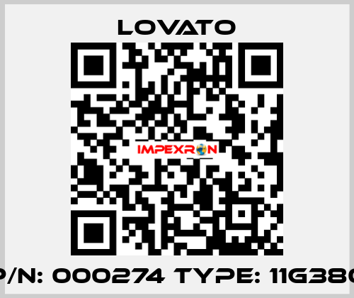 P/N: 000274 Type: 11G380 Lovato