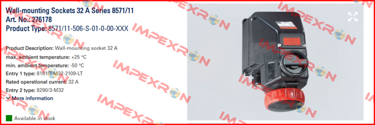Artl. No.: 276178 Type: 8571/11-506-S-01-0-00-XXX Stahl