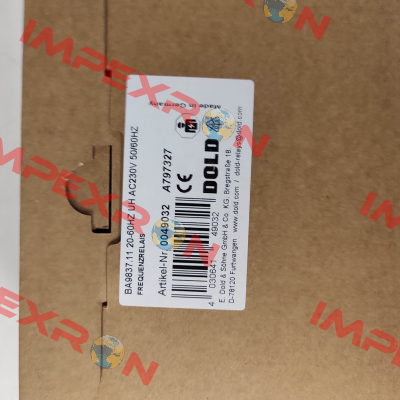 p/n: 0049032, Type: BA9837.11 20-60HZ UH AC230V 50/60HZ Dold