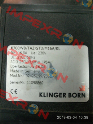 K700/VB/TAZ/ST3/KA3/M16,0A/KL Klinger Born
