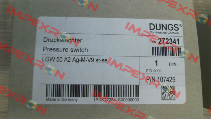 P/N: 272341,  Type: LGW 50 A2 Ag-M-V9 st-se 1P Dungs