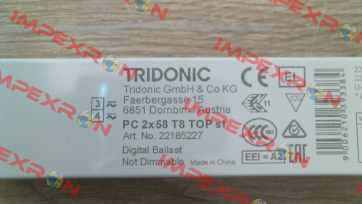 P/N: 22185227 Type: PC 2x58 T8 TOP sl Tridonic
