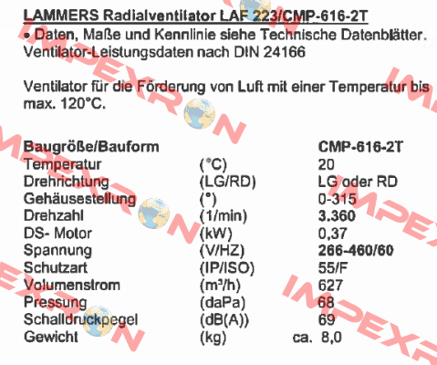 1012516 / CMP-616-2T (LAF223/616-2T) Sodeca
