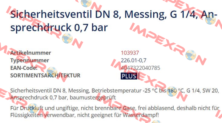 P/N: 103937 Type: 226.01-0,7 Riegler