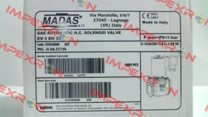 EV-3, DN25 / EV040000 305 Madas