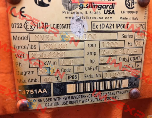 (US REFERENCE NUMBER) - MVSI 12-20100- (MVSI 10/10000-S02) EU- REFERENCE NUMBER   Italvibras