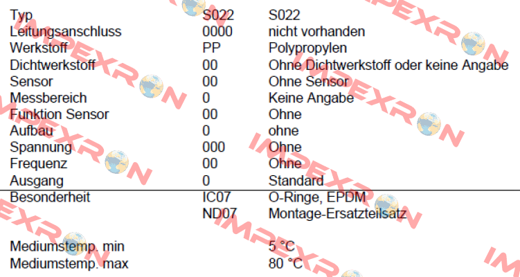 P/N: 00561230, Type: S022-0000-PP00-00-0-00-0-000/00-0 * IC07+ND07 Burkert