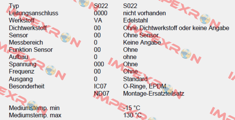 P/N: 00561233, Type: S022-0000-VA00-00-0-00-0-000/00-0 * IC07+ND07 Burkert