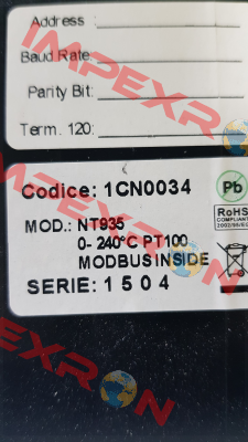 P/N: 1CN0034, Type: NT935 Tecsystem