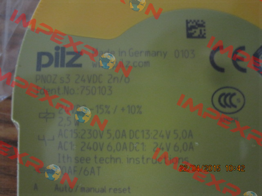 p/n: 750103, Type: PNOZ s3 24VDC 2 n/o Pilz