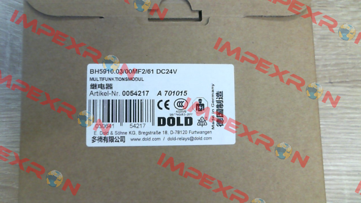 p/n: 0054217, Type: BH5910.03/00MF2/61 DC24V Dold