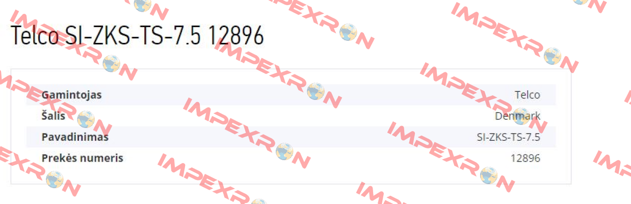 p/n: 12896, Type: SI-ZKS-TS-7.5 Telco